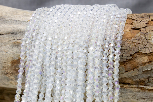 Glass Crystal Polished 3mm Faceted Round - Crystal AB