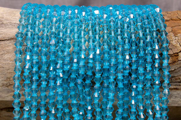 Glass Crystal Polished 5mm Bicone - Cyan Blue