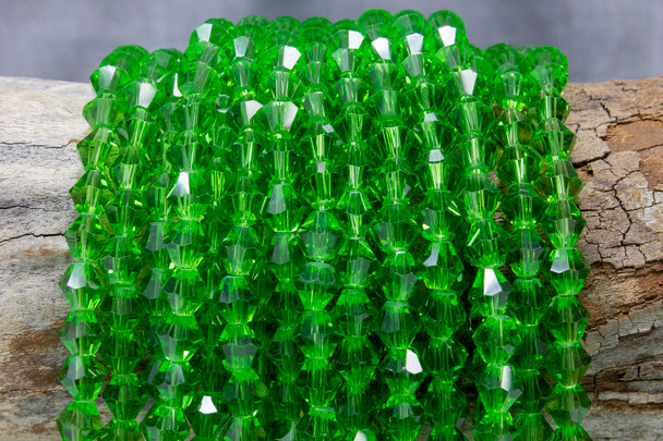 Glass Crystal Polished 7mm Bicone - Deep Green