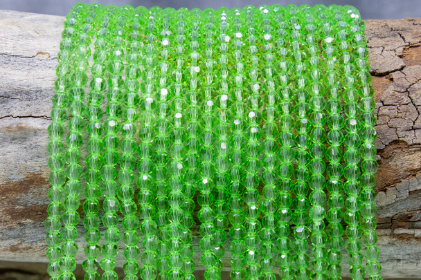 Glass Crystal Polished 4mm Faceted Round - Light Green