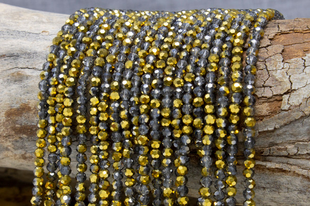 Glass Crystal Polished 4mm Faceted Round - 1/2 Gold Plated