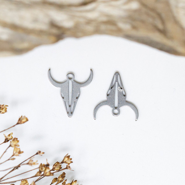 Stainless Steel 15x13mm Bull Skull Charm