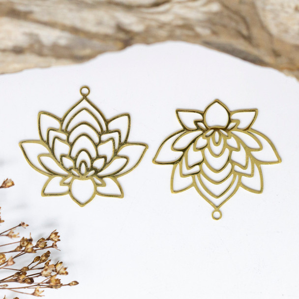 18K Gold Plated Stainless Steel 33x30mm Lotus Flower Pendant
