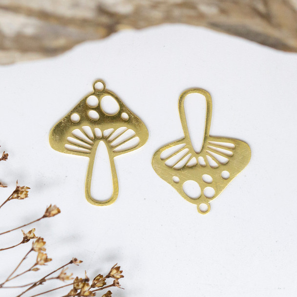 18K Gold Plated Stainless Steel 25x20mm Mushroom Charm