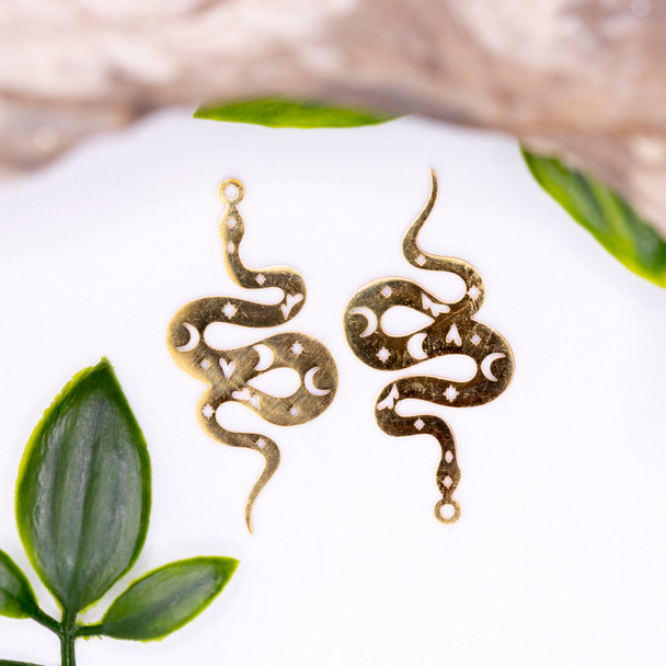 18K Gold Plated Stainless Steel 18x38mm Snake Pendant