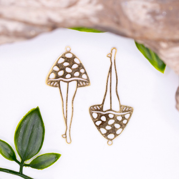 18K Gold Plated Stainless Steel 22x48mm Mushroom with Legs Pendant