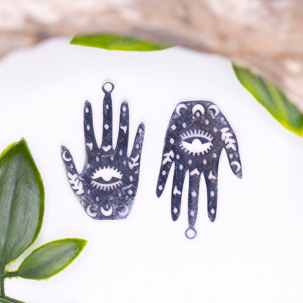 Stainless Steel 18x30mm Third Eye Hamsa Hand Pendant