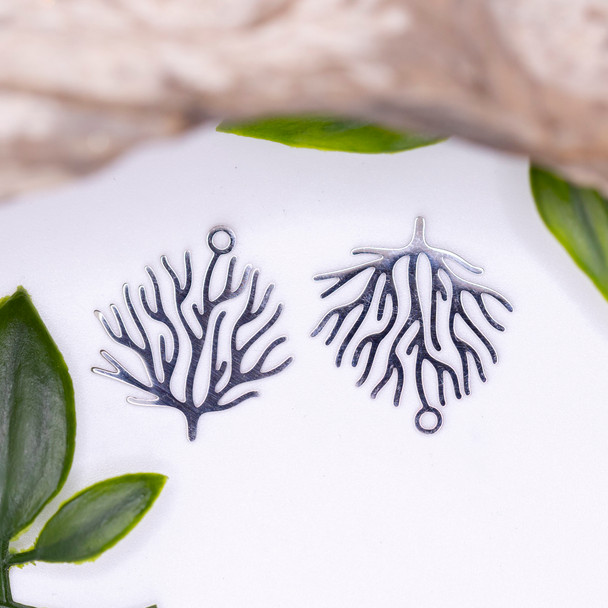 Stainless Steel 22x23mm Coral Branch Charm