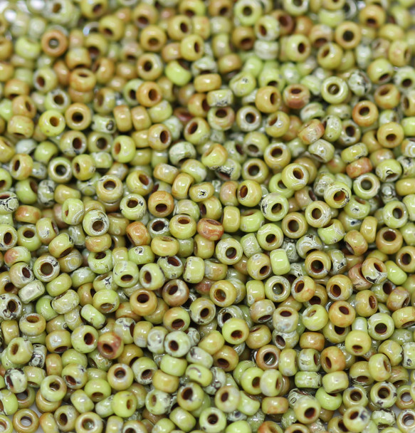 Size 11 Miyuki Seed Beads -- 4515 Picasso Chartreuse