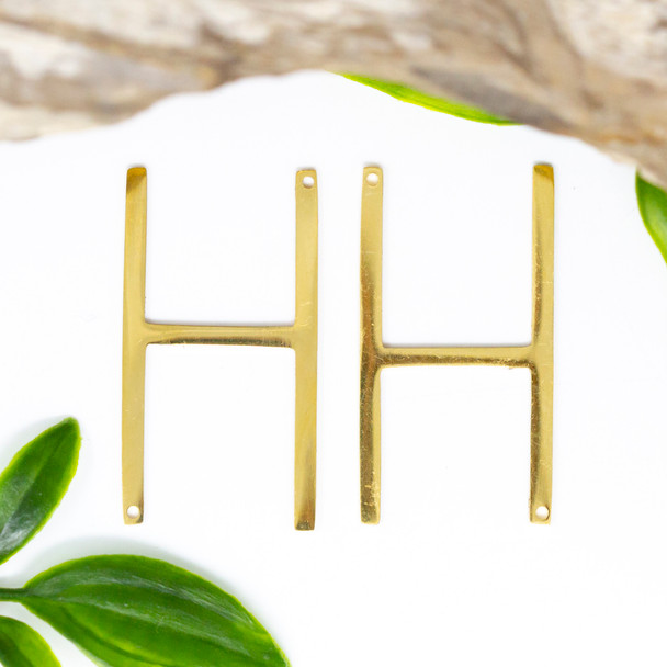 18K Gold Plated Stainless Steel 21x37mm Letter H Pendant