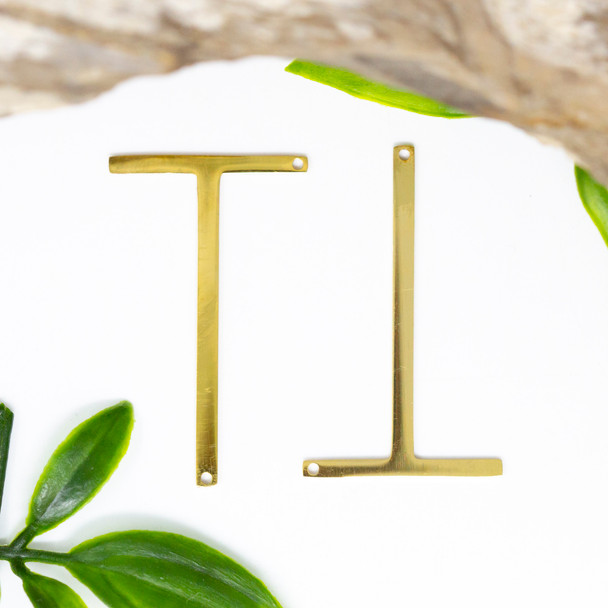 18K Gold Plated Stainless Steel Letter T 21x37mm Pendant