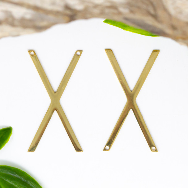 18K Gold Plated Stainless Steel 21x37mm Letter X Pendant