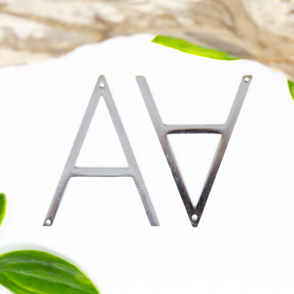 Stainless Steel 21x37mm Letter A Pendant