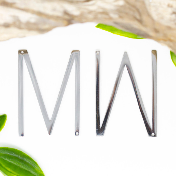 Stainless Steel Letter M 21x37mm Pendant Bead World