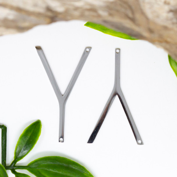 Stainless Steel 21x37mm Letter Y Pendant