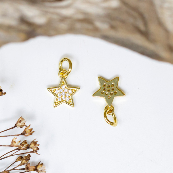 Gold Plated Micro Pave 8x10mm Star Charm