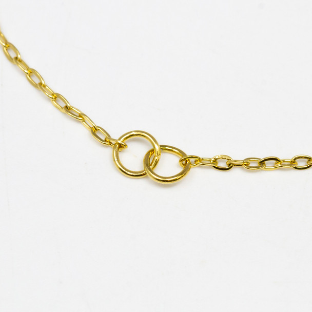 18K Gold Plated Stainless Steel 16-17" Front Double Jump Ring Necklace