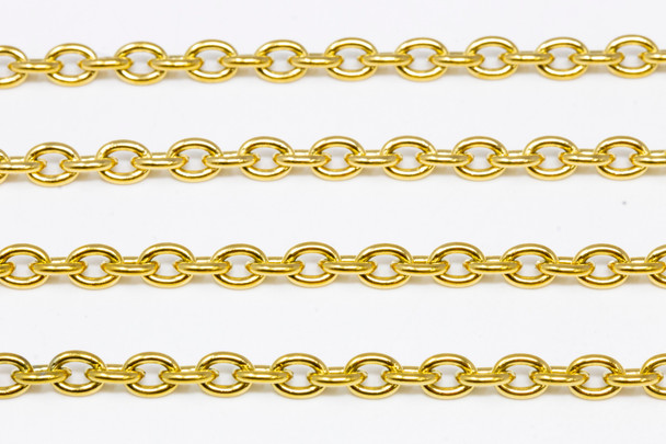 18K Gold Plated Stainless Steel 6x4.5mm Cable Chain - Sold By 6 Inches