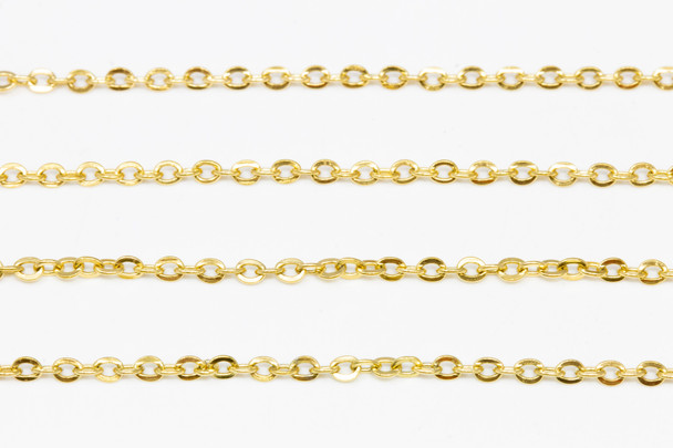 18K Gold Plated Stainless Steel 2x3mm Cable Chain - Sold By 6 Inches