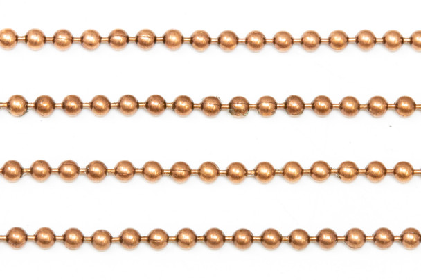 Copper 2mm Ball Chain - Sold By 6 Inches