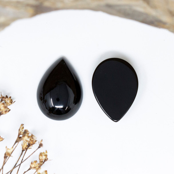 Black Onyx Polished 13x18mm Drop Cabochon