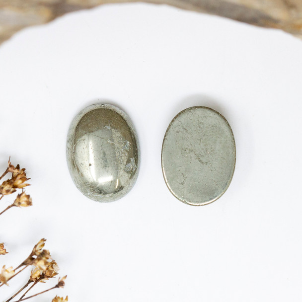 Pyrite Polished 12x16mm Oval Cabochon