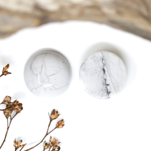 White Howlite Polished 14mm Coin Cabochon