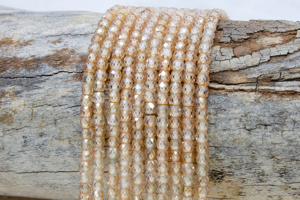 Zircon CZ AA Grade Polished Light Peach 3x4mm Faceted Rondelle