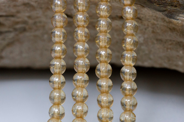 Czech Glass 4mm  Round -- Luster Transparent Champagne