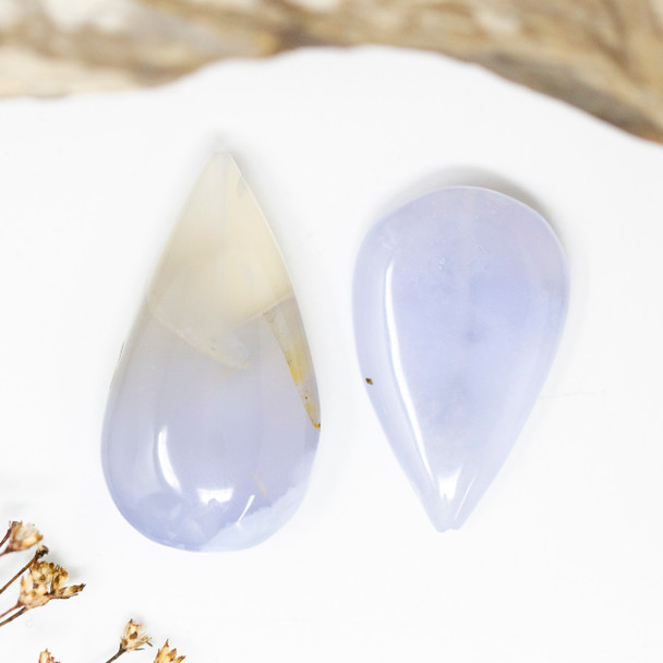 Blue Lace Agate Polished 35x20mm Flat Teardrop
