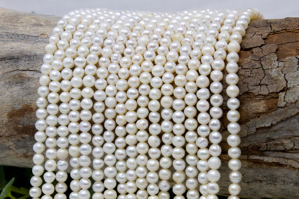 Freshwater Pearls White 4-5mm Round Potato
