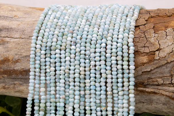 Larimar Polished 3.5x3mm Faceted Rondelle