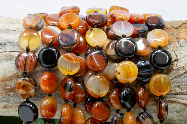 Banded Natural Agate Polished 14mm Coin
