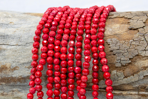 Howlite Dyed Red 4mm Faceted Round