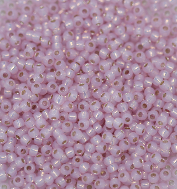 Size 11 Toho Seed Beads -- 555A Pink Opal / Gilt Lined