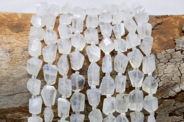 Rainbow Moonstone Polished 6-9mm Faceted Nugget