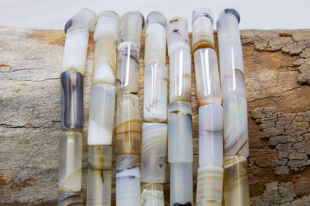 Dendritic Agate Natural Polished 16x6mm Tube