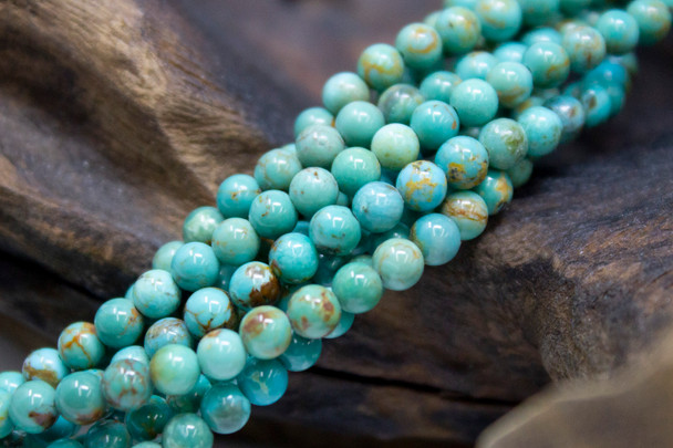 Kingman Turquoise Stabilized Polished 4mm Round - Arizona
