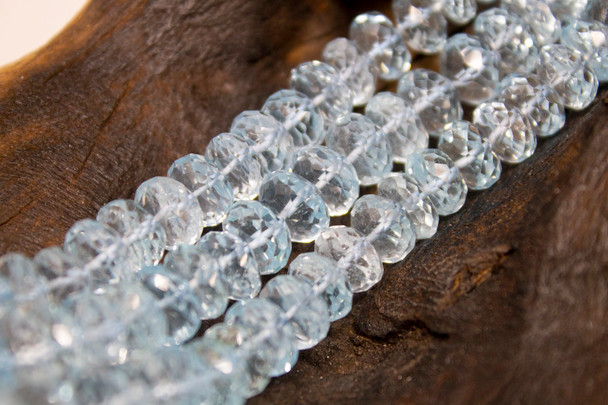 Blue Topaz Polished 8mm Faceted Rondelle