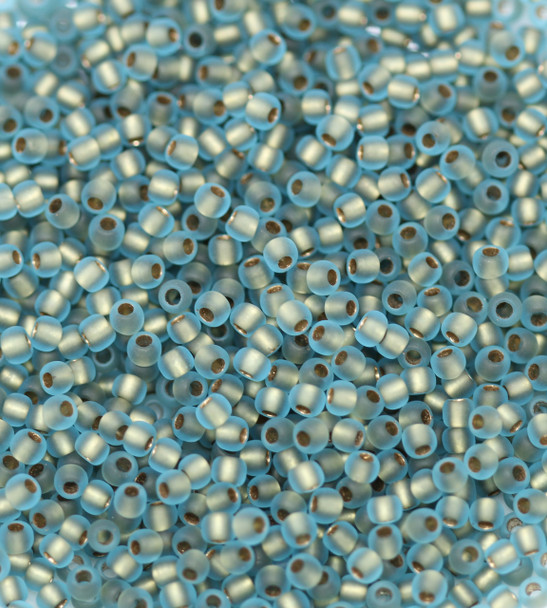 Size 11 Toho Seed Beads -- F378F Aqua / Gold Lined Matte