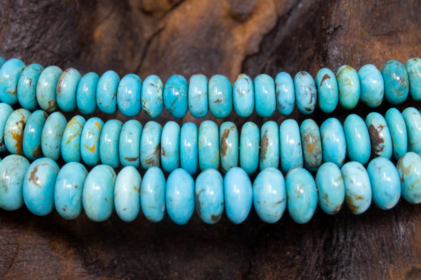 Kingman Turquoise Polished Graduated 6-8mm Rondelle