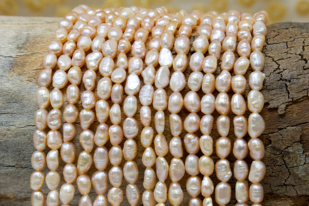 Freshwater Pearls Polished Peach 5-8mm Rice Nugget