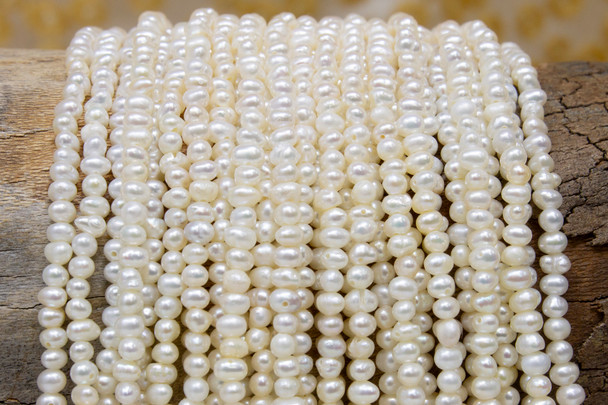 Freshwater Pearls Polished White 3x4mm Potato