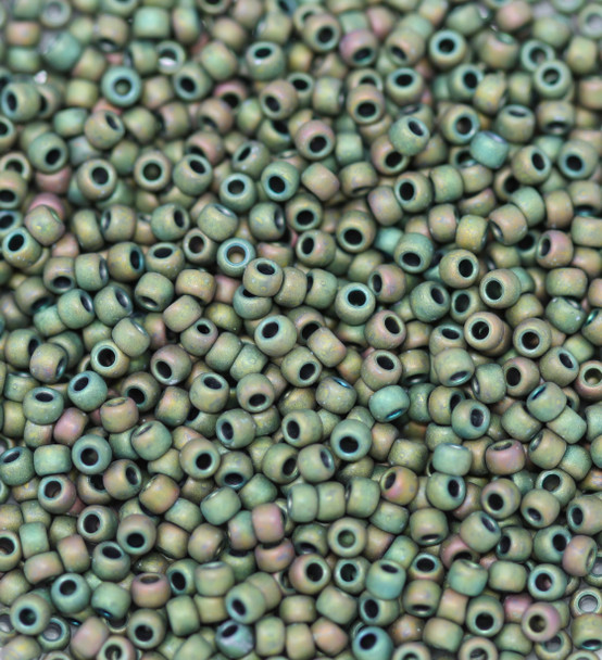 Size 11 Toho Seed Beads -- F463C Peridot Iris Matte