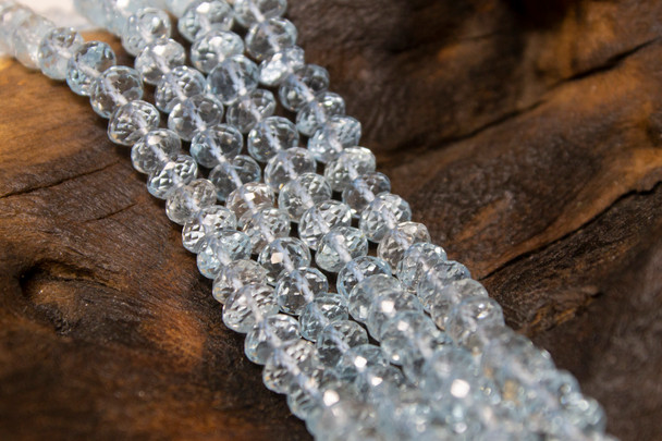 Blue Topaz Polished 6mm Faceted Rondelle