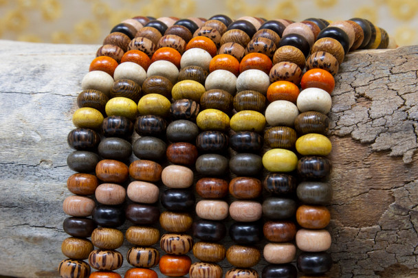 Mixed Wood Polished 8x5mm Rondelle