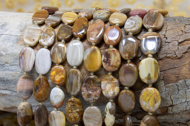 Petrified Wood Polished 9-14mm Oval