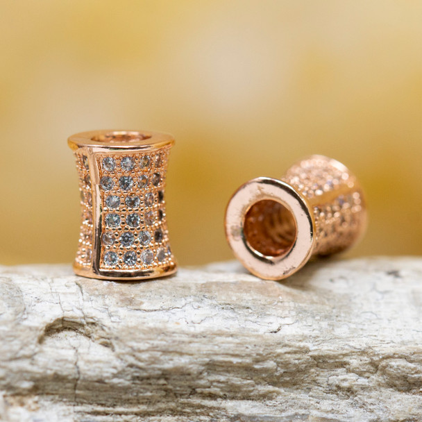 Micro Pave Rose Gold 10x8mm Vase Bead