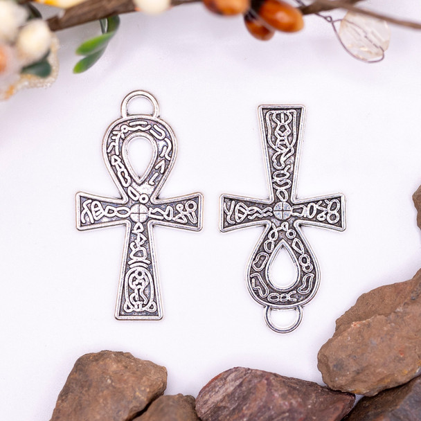 Silver Plated Alloy 37x21mm Ankh Pendant
