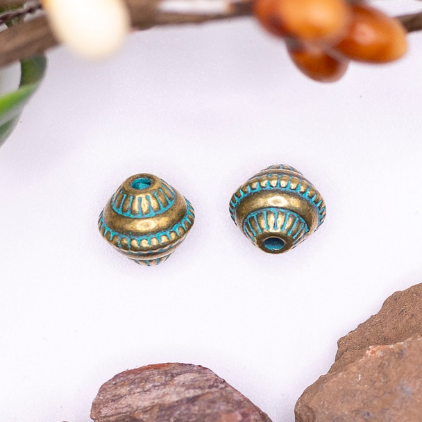 Green Patina Antique Brass Plated Alloy 7x8mm Bicone Bead